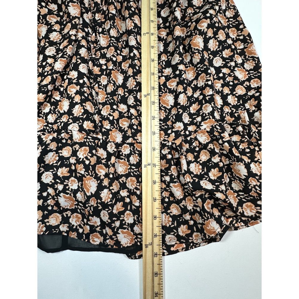 ZARA Women's Floral Long Sleeve Semi Sheer Mini Dress Pink Black Cottagecore MED - Picture 10 of 13